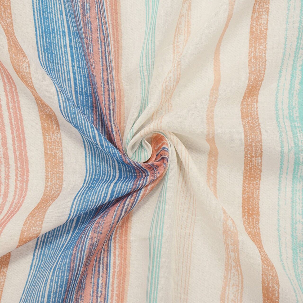 Blue-Orange-Multi Famous Maker Cotton Stripe Printed Lawn Woven Fabric By the Yard